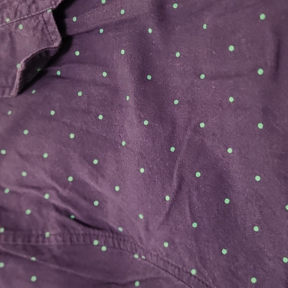 Old Navy Button Up Navy Blue with Green Polka Dots Size XL - Picture 2 of 4